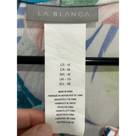 La Blanca In the Moment Lace Up V-Neck Cover Up Swim Dress Blue Green Sz Medium - Picture 7 of 11